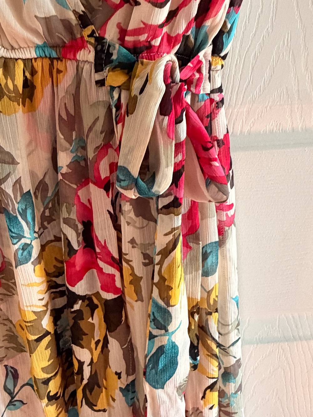 Band of Gypsies Floral Wrap Maxi Dress Medium Boho High-Low Chiffon - Picture 3 of 7